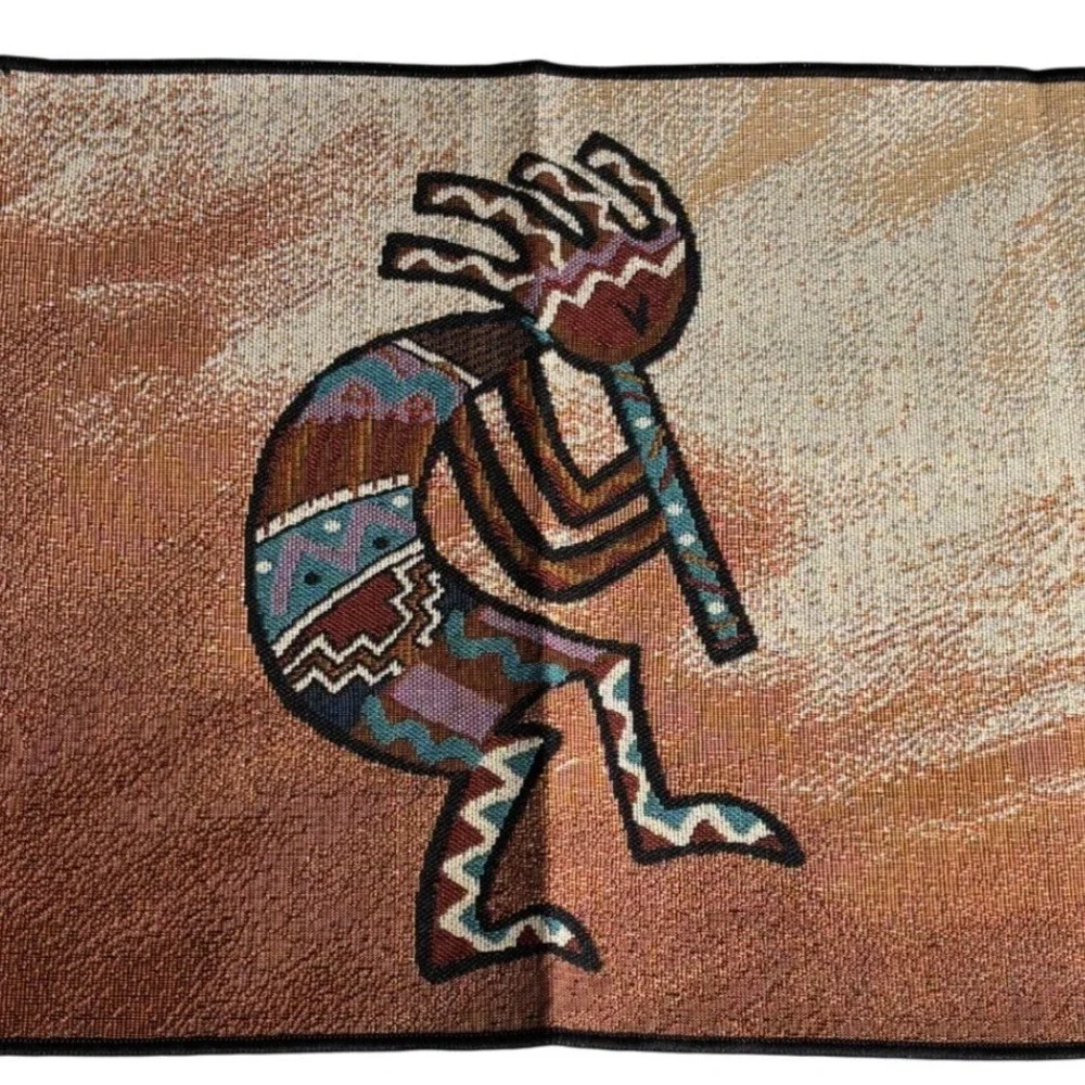 Southwestern‎ Kokopelli Dancer Woven Table Runner Tribal Geometric Tassel 13x72
